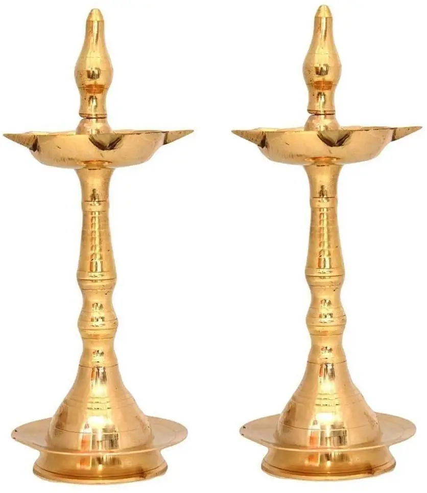 Adel Kerala Traditionele Messing Diya Lamp Set Van 02