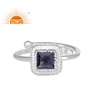 Iolite conjunto de plata de ley fina proveedor de joyas de diseñador elegante Retro anillo de piedras preciosas joyas - Product Image 1