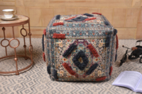 Nouveautés : Pouf marocain décoratif artisanal en coton, style bohème, ajustable, pour salon, commerce équitable