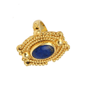 2025 haute qualité indien laiton classique Designer plaqué or femmes fête cadeau mode anneaux avec Lapis Lazuli pierre précieuse - Product Image 3