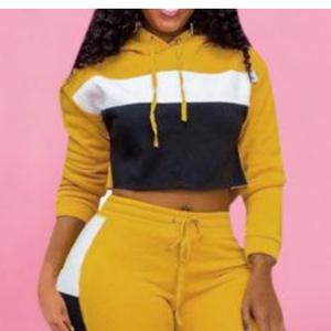 ชุดจ็อกเกอร์เอวสูงมีสไตล์สำหรับผู้หญิงชุดฟิตเนส2ชิ้นสำหรับฤดูหนาวเสื้อครอปมีฮู้ดลำลองชุดสตรีทแวร์แห้งเร็วระบายอากาศ - Product Image 2