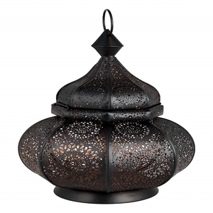 Lanternes de bougie suspendues rondes de Style marocain de finition antique noire pour l'article décoratif d'utilisation de fête d'anniversaire de mariage d'hôtel à la maison - Product Image 6