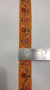 Tissu de base en filet coloré or, fait sur mesure, avec broderie florale, adapté aux créateur de vêtements - Product Image 6