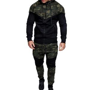 Conjuntos de camuflaje estampados para hombre, chaqueta informal de retales para Fitness, chándal, ropa deportiva, sudadera, pantalones, traje, 2 uds. - Product Image 2