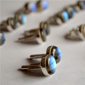 Boutons de manchette en labradorite bleue, pierres précieuses naturelles, accessoires pour hommes, boutons de manchette en pierre, métal durable, fournisseur en gros - Product Image 6