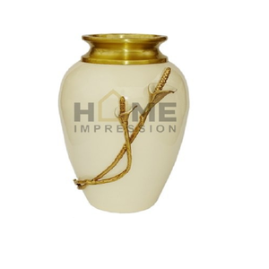 Artesanía moderna, diseño único, hecho a mano, material de alta calidad, arte floral, diseño de lujo más elegante, florero dorado y blanco - Product Image 4