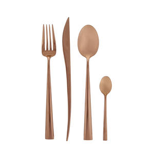 Brass <b>Spoon</b> & Fork Knife <b>Spoon</b> Long Handle Fork Wedding Brass Flatware <b>Gold</b> Cutlery for Restaurants Use - Product Image 2