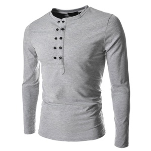Camisetas personalizadas de algodón de manga larga con cuello redondo para hombre, venta al por mayor - Product Image 1