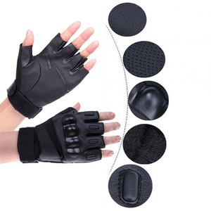 Gants demi-doigt sport unisexe, antidérapants, noir, pour homme, moto, équitation, épais - Product Image 4