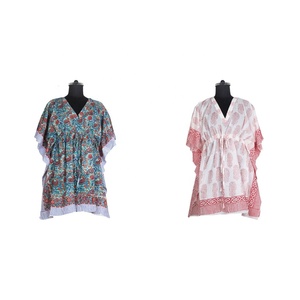 2025 caftans courts africains Anokhi Caftan Maxi robe bloc floral imprimé vêtements de détente Anokhi tirer chaîne caftan Boho nouveau bloc à main - Product Image 1