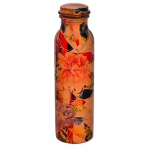 Unique Ayurvedic Cool Water Bottle 100% Copper Drinking Bottle Metal Sipper Lacquer Advanced 1L Leak Proof Protection Customized