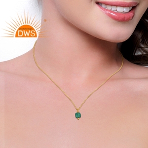 Green Onyx Gemstone <b>Necklace</b> Designer Silver 925 18k Gold Plated <b>Long</b> Chain <b>Necklace</b> Supplier Jewelry - Product Image 2