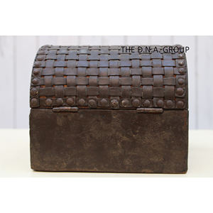 Caja de cuero de madera de estilo antiguo, caja de cuero de color negro, diseño único, para regalo - Product Image 5