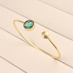 Boho Style 10mm Briolette Cut Apatite <b>Quartz</b> Adjustable Bangle <b>Bracelet</b> Gold/Silver Plated Flower Design Top Diamond Wedding - Product Image 3