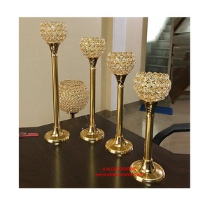 Bougeoir votif en cristal doré pour décorations de table Nouvelle arrivée Bougeoir en cristal fait main pour la décoration de mariage - Product Image 1