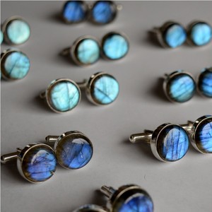 Boutons de manchette en labradorite bleue, pierres précieuses naturelles, accessoires pour hommes, boutons de manchette en pierre, métal durable, fournisseur en gros - Product Image 3