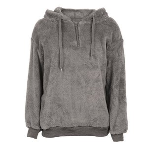 OEM Winter Women Warm Fleece Long Sleeve Hooded <b>Fluffy</b> Sweatshirt Pullover - Product Image 5