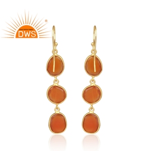 Pendiente de Gema Natural de cornalina, Pendientes colgantes de plata de ley, fabricante de joyería de piedras preciosas - Product Image 3