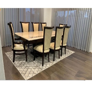 ชุดโต๊ะรับประทานอาหารวอลนัทแลคเกอร์,ชุดโต๊ะรับประทานอาหารไม้สัก8ที่นั่งทันสมัยสีน้ำตาลเงางาม8ชิ้น - Product Image 1