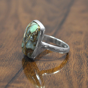 Bague Amazonite 13x18mm Coussin Amazonite Gemstone Bezel Rings Handmade Silver Rings Wholesale Fabricant & Fournisseur - Product Image 3