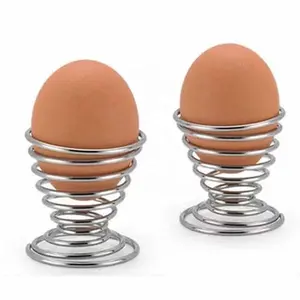 Spiral Spring Metal Wire Boiled Egg Cup Holder Stand Silver Flexible reusable For Tabletop Decoration Kitchen Breakfast