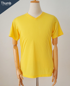 เสื้อยืดคอวีโพลีเอสเตอร์100% แขนสั้นแห้งเร็วเป็นมิตรต่อสิ่งแวดล้อมผลิตในประเทศไทยลำลองย้อมสีล้วนโพลีเอสเตอร์/ ผ้าฝ้าย - Product Image 5