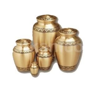 Urne de crémation en métal doré hautement décorative Top tendance Urnes de compagnon de fabricant indien fabriquées à la main Large gamme d'urnes - Product Image 3