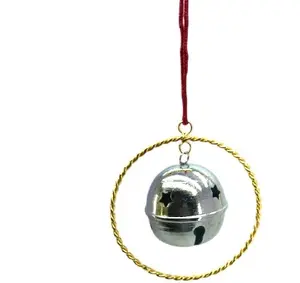 优质镍金色铃铛金属圣诞挂饰铁圣诞球热卖室内装饰