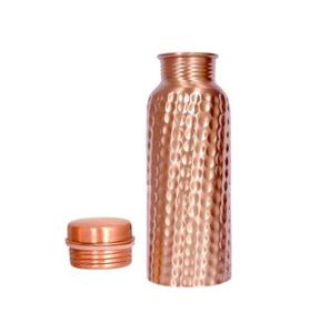 Botella de agua de cobre para beber martillada con diamante de la más nueva llegada con acabado espejo de tapa - Product Image 1