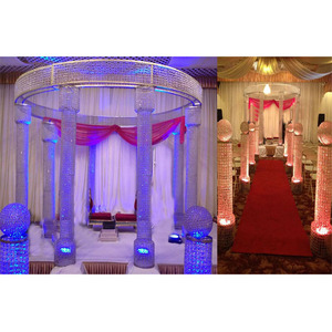 Elegante de cristal LED pilares boda Organizacion de Venta caliente último cristal boda Organizacion de luz moderna de cristal de la boda pilares "Mandap" - Product Image 1