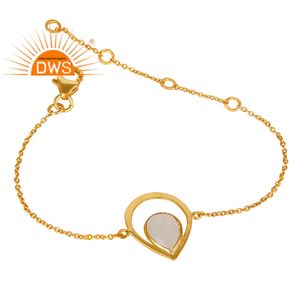 Rainbow <b>Moonstone</b> Gemstone <b>Bracelet</b> Indian 18k Gold Plated Sterling Silver Girls Chain <b>Bracelet</b> Jewelry Wholesale - Product Image 2