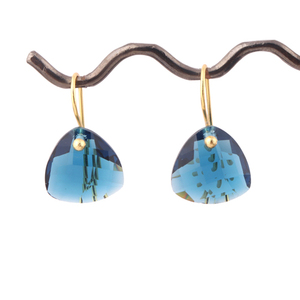 Pendientes de cuarzo de Topacio Azul de Londres para mujer, aretes colgantes de latón, estilo bohemio - Product Image 2