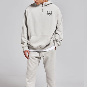 Unisex 450GSM Fleece 1/4 Zip Hoodie Oversized Vintage Boxy Streetwear personalizado bordado peso pesado para invierno a granel hombres Hoodie - Product Image 2