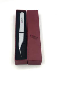 Acier inoxydable de revêtement en poudre gris clair de haute qualité avec pince à épiler pour extension de cils avec poignée en diamant Outils de beauté avec logo personnalisé - Product Image 6