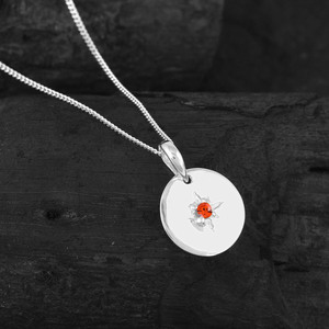 Breloque ronde en pierre de cornaline pur argent Sterling 925 pendentif chaîne collier bijoux fins vente en gros fabricant fournisseur - Product Image 2