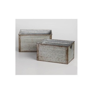 Jardinera galvanizada a la moda, jardinera decorativa para exteriores, personalizada, rústica, de metal galvanizado, para flores y bañera - Product Image 1