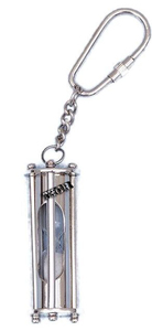 Llavero con temporizador de arena de latón náutico hecho a mano, buscador de llaves de metal, artículo de regalo en estilo neumático - Product Image 2