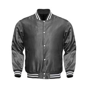 Chaqueta Bomber de satén con logotipo personalizado de alta calidad para hombre de talla grande de cuero de invierno con decoración de piel directa de fábrica al por mayor - Product Image 1