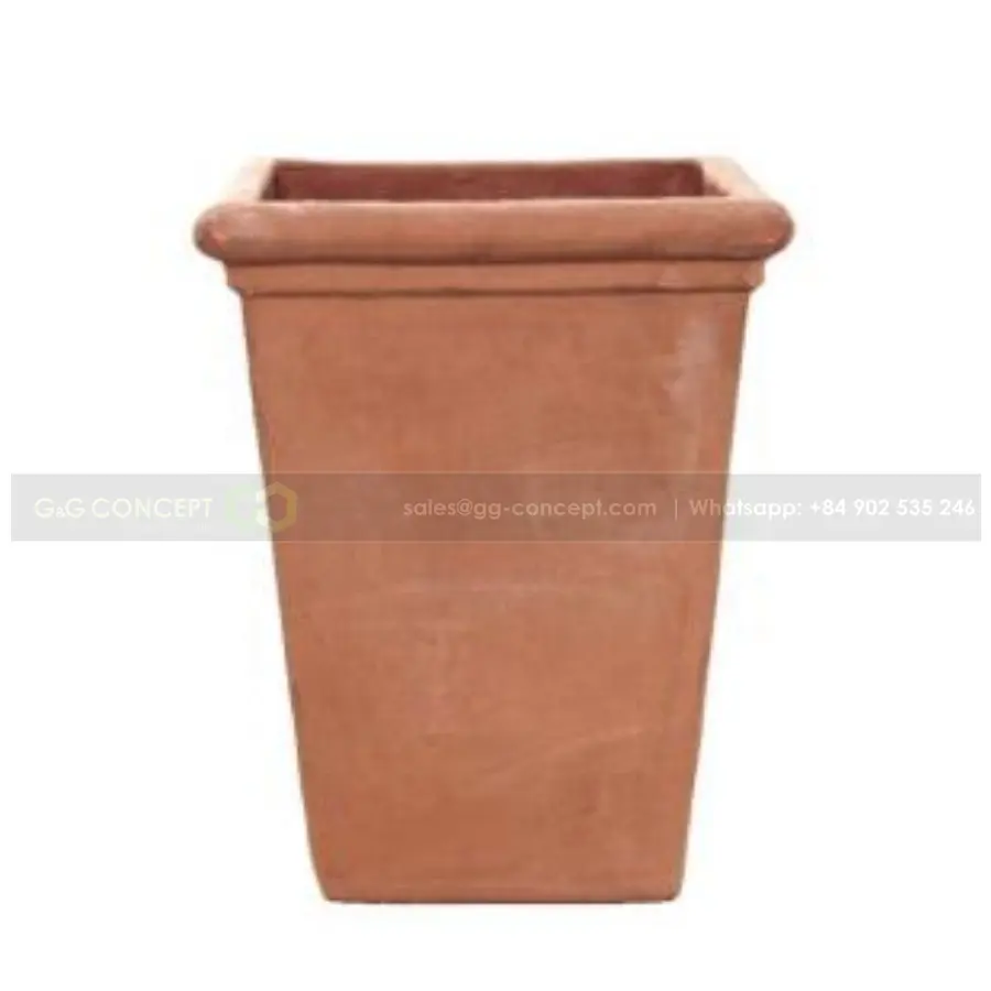 Potes de terracota de mesa baixa, potes quadrados de terracota com todos os tamanhos diferentes, adequados para todos os tipos de plantas enfeitar