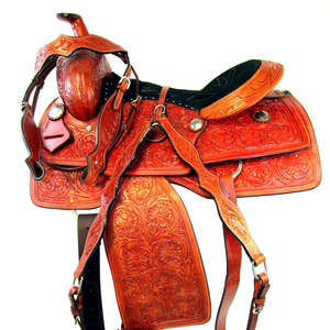 Juego de sillín inglés de cuero genuino duradero de primera calidad, tachuela de caballo de Rancho occidental, varios tamaños, 14 "-18", varios colores - Product Image 1