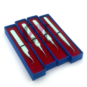 Professionnel 45 & 90 degrés Seaglass poudre revêtement extension de cils pince à épiler pointe argentée outil de beauté en acier inoxydable - Product Image 1