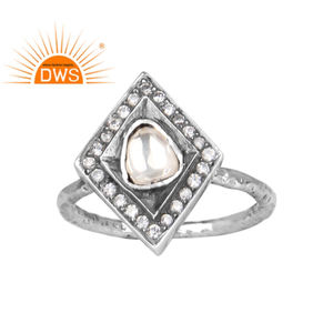 Zirconia <b>Crystal</b> Quartz Gemstone Oxidized Sterling Silver Ethnic Boho <b>Ring</b> Jewelry for Women Gift for Her Vintage Collection - Product Image 1