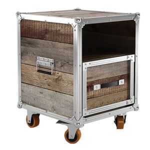 Cajonera estrecha ajustable de madera maciza de estilo industrial moderno Mayco, mueble para sala de estar con estante para vinos, almacenamiento decorativo - Product Image 1