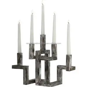 Novo design antigo fundição ferro 5 braços artesanais candelabros