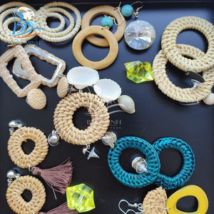 Boucles d'oreilles en rotin, boucles d'oreilles en bois de rotin naturel - Product Image 6