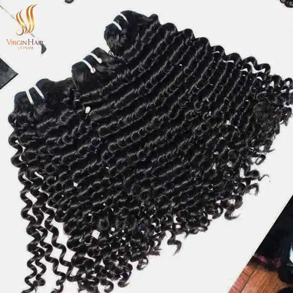 Super Double Drawn Deep Wave Vietnam Raw Hair Great New Style Human Hair Closure And Bundles Wholesale Price From Virgin Hair Vi