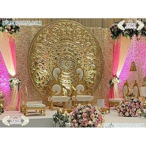 ฉากหลังสำหรับงานแต่งกรอบทองทรงกลม,ฉากหลังสำหรับเวทีงานแต่งงานกรอบทรงกลมสำหรับฉากหลังงานแต่งกรอบวงกลม - Product Image 1