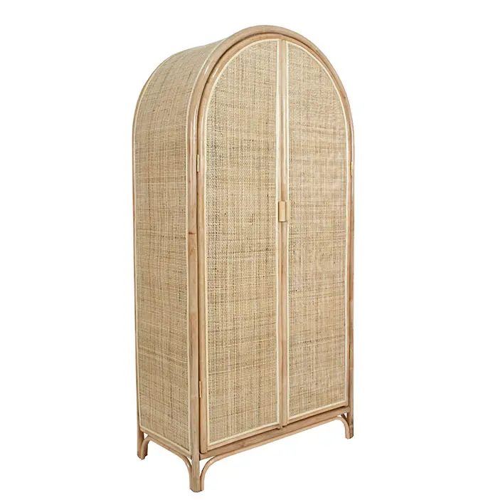 Guarda-roupa de rattan natural com correia quadrada