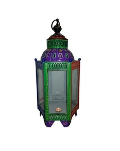 New Arrivals <b>Moroccan</b> Decor Lantern Tea <b>Light</b> Holder Handmade Metal with Multicolor Iron & Glass for Christmas Decorations - Product Image 1