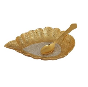 Fancy Leaves Serving Bowls in <b>Silver</b> Aluminum Serving Bowls for Home Use and Home Decor and Food Serving - Product Image 2